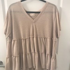 Beige Tiered Short Sleeve T Shirt